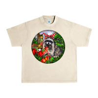 Sandshell Christmas Raccoon Urban Heavy Tee - LillyAllenDesigns