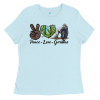 Baby Blue Peace Love Gorillas Ladies Tee - LillyAllenDesigns