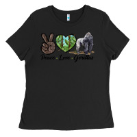 Black Peace Love Gorillas Ladies Tee - LillyAllenDesigns
