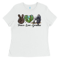White Peace Love Gorillas Ladies Tee - LillyAllenDesigns