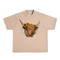 Burro highland cow with sunflowers turquoise Urban Heavy Tee - RanaPortraitStore