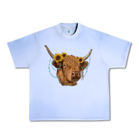 Grape Ice highland cow with sunflowers turquoise Urban Heavy Tee - RanaPortraitStore