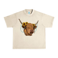 Sandshell highland cow with sunflowers turquoise Urban Heavy Tee - RanaPortraitStore