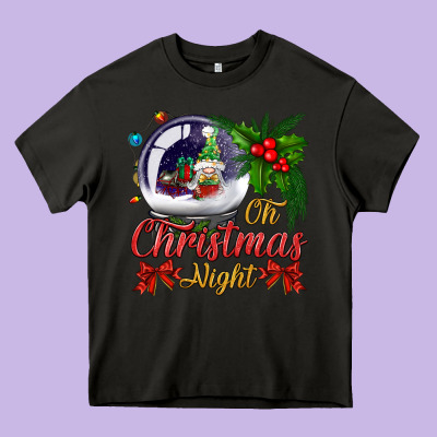 Oh Christmas Night Snow Globe Heavy Core Tee Designed By Bundleandbundleshop