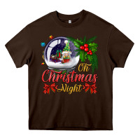 Chocolate Brown oh christmas night snow globe Heavy Core Tee - BundleAndBundleShop