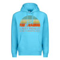 Ocean Blue funny i just really like turkeys thanksgiving Premium Hoodie - linhVisuals