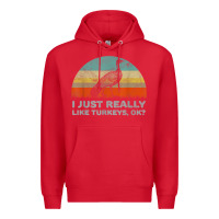 Red funny i just really like turkeys thanksgiving Premium Hoodie - linhVisuals