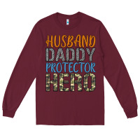Burgundy husband daddy protector hero Long Sleeve Tee - Artiststas