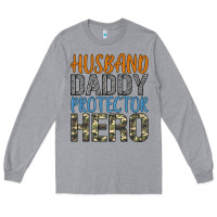 Heather Grey husband daddy protector hero Long Sleeve Tee - Artiststas