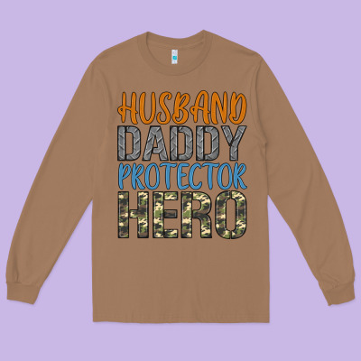 Husband Daddy Protector Hero Long Sleeve Tee Designed By Artiststas