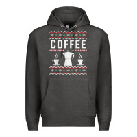 Charcoal Heather coffee ugly sweater christmas Premium Hoodie - linhVisuals