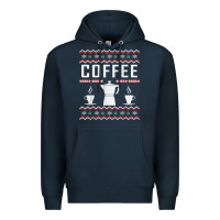 Navy coffee ugly sweater christmas Premium Hoodie - linhVisuals