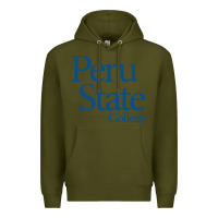 Army Green Peru State College Wordmark Premium Hoodie - linhVisuals