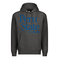 Charcoal Heather Peru State College Wordmark Premium Hoodie - linhVisuals