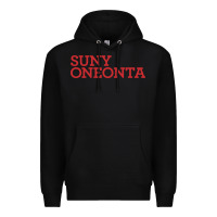 Black Suny Oneonta Wordmark Premium Hoodie - linhVisuals