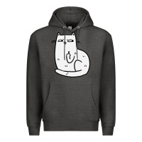 Charcoal Heather cat giving the finger Premium Hoodie - linhVisuals