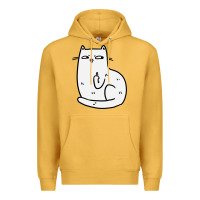 Mustard cat giving the finger Premium Hoodie - linhVisuals