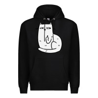 Black cat giving the finger Premium Hoodie - linhVisuals