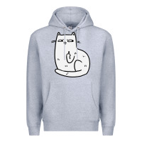 Heather Grey cat giving the finger Premium Hoodie - linhVisuals