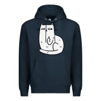 Navy cat giving the finger Premium Hoodie - linhVisuals
