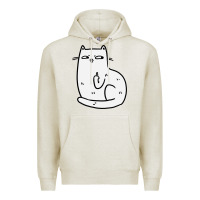 Oatmeal Heather cat giving the finger Premium Hoodie - linhVisuals