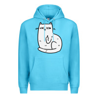 Ocean Blue cat giving the finger Premium Hoodie - linhVisuals