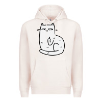 Pale Pink cat giving the finger Premium Hoodie - linhVisuals