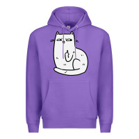 Purple cat giving the finger Premium Hoodie - linhVisuals