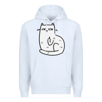 White cat giving the finger Premium Hoodie - linhVisuals