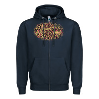Navy Leopard Pattern Zipper Hoodie - RanaPortraitStore
