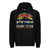 Black national park grand teton vintage retro hiking Premium Hoodie - linhVisuals