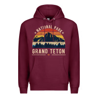 Burgundy national park grand teton vintage retro hiking Premium Hoodie - linhVisuals