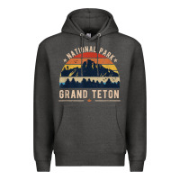 Charcoal Heather national park grand teton vintage retro hiking Premium Hoodie - linhVisuals