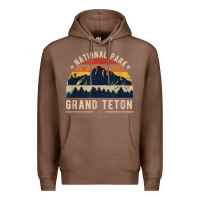 Chestnut national park grand teton vintage retro hiking Premium Hoodie - linhVisuals