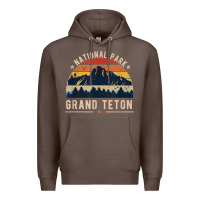 Coffee national park grand teton vintage retro hiking Premium Hoodie - linhVisuals