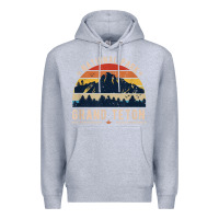 Heather Grey national park grand teton vintage retro hiking Premium Hoodie - linhVisuals