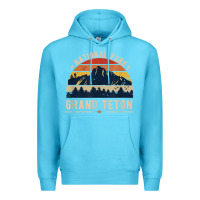 Ocean Blue national park grand teton vintage retro hiking Premium Hoodie - linhVisuals
