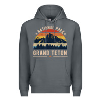 Rock national park grand teton vintage retro hiking Premium Hoodie - linhVisuals