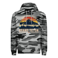 Slate Camo national park grand teton vintage retro hiking Premium Hoodie - linhVisuals