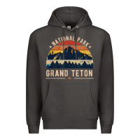 Smoke national park grand teton vintage retro hiking Premium Hoodie - linhVisuals