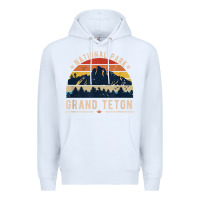 White national park grand teton vintage retro hiking Premium Hoodie - linhVisuals