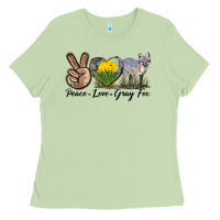 Matcha Peace Love Gray Fox Ladies Tee - LillyAllenDesigns