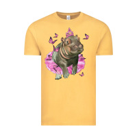 Vintage Mustard Baby Hippo With Tutu Vintage Tee - LillyAllenDesigns