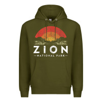 Army Green retro zion national park us vintage utah adventure hiking Premium Hoodie - linhVisuals