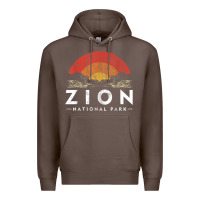 Coffee retro zion national park us vintage utah adventure hiking Premium Hoodie - linhVisuals