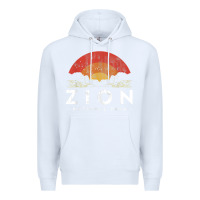 White retro zion national park us vintage utah adventure hiking Premium Hoodie - linhVisuals