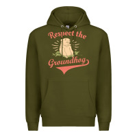 Army Green respect the groundhog happy groundhog day vintage Premium Hoodie - linhVisuals