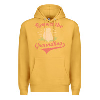Mustard respect the groundhog happy groundhog day vintage Premium Hoodie - linhVisuals