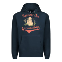 Navy respect the groundhog happy groundhog day vintage Premium Hoodie - linhVisuals