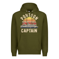 Army Green retro pontoon captain of the boat funny river cruising gift for pontoo Premium Hoodie - linhVisuals